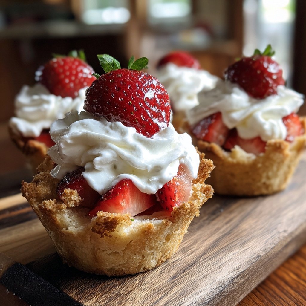 Strawberry Cream Biscuit Cups