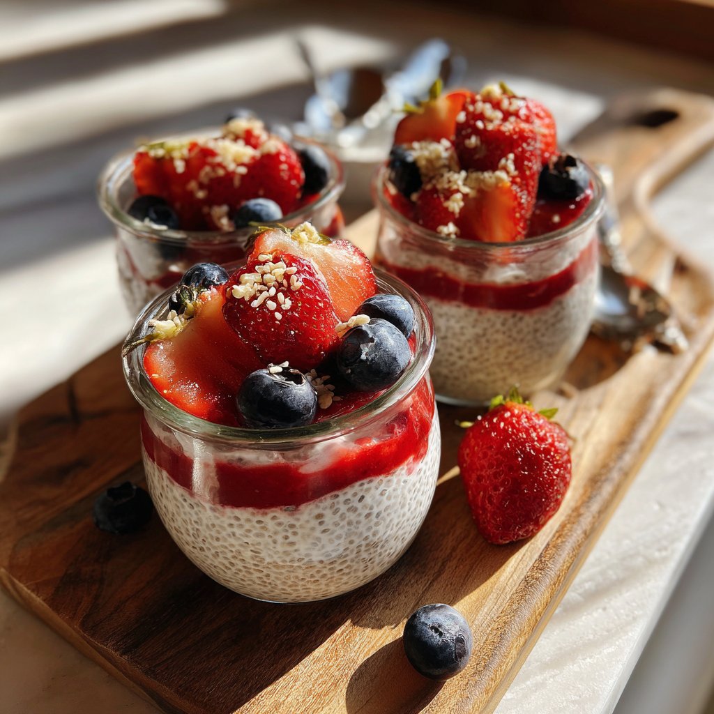 Valentines Breakfast Vanilla Berry Chia Cups