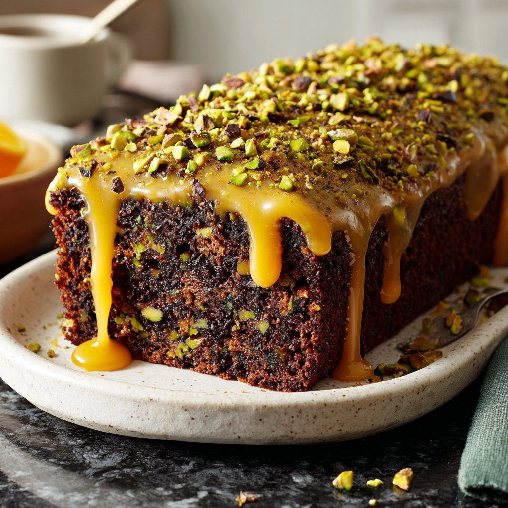 Chocolate Orange Pistachio Snack Cake