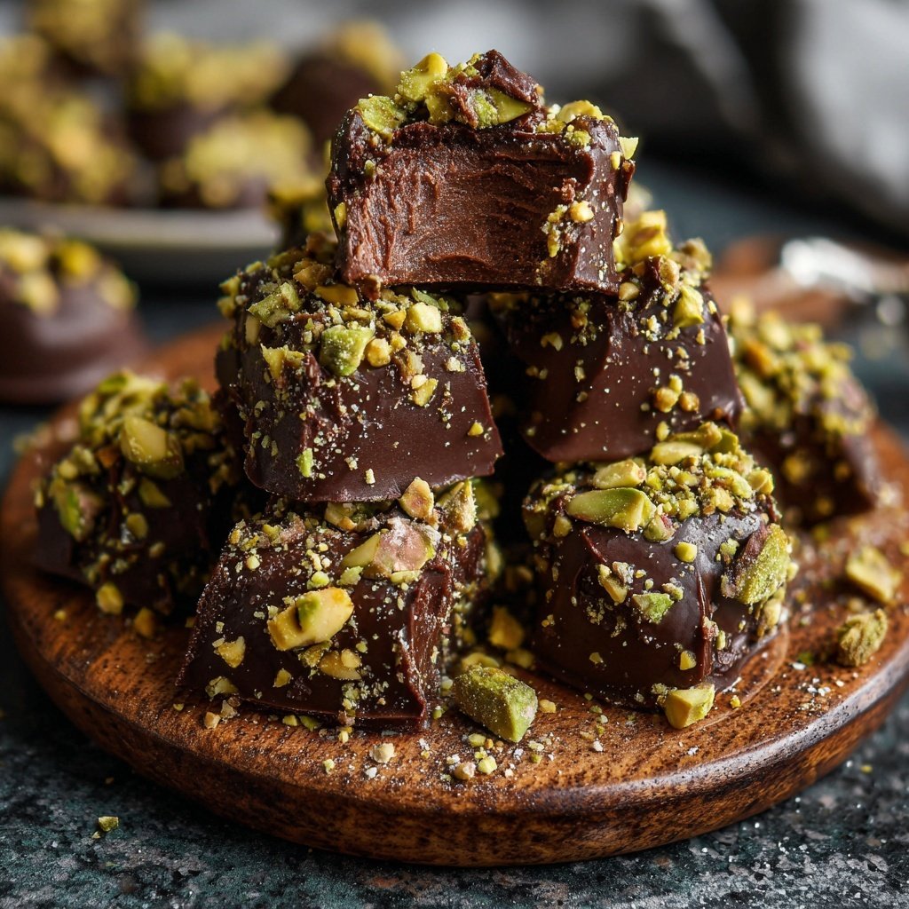 Chocolate Pistachio Fudge Bites
