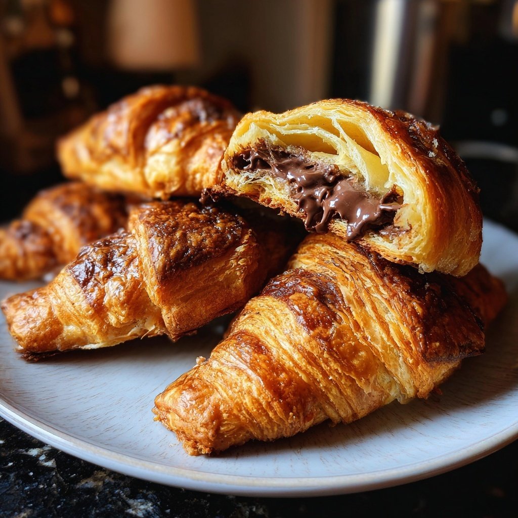 Valentines Breakfast Chocolate Croissants