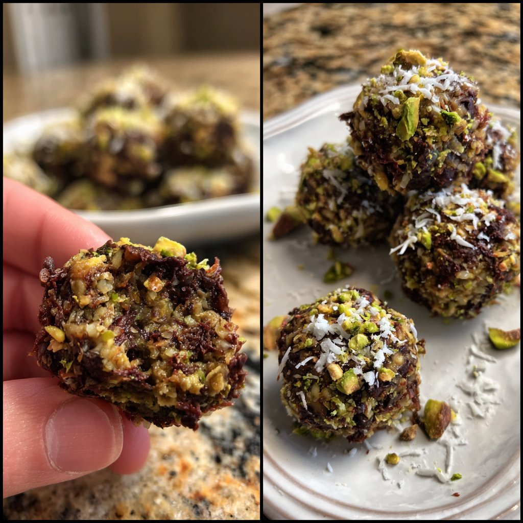 Chocolate Pistachio Coconut Bites