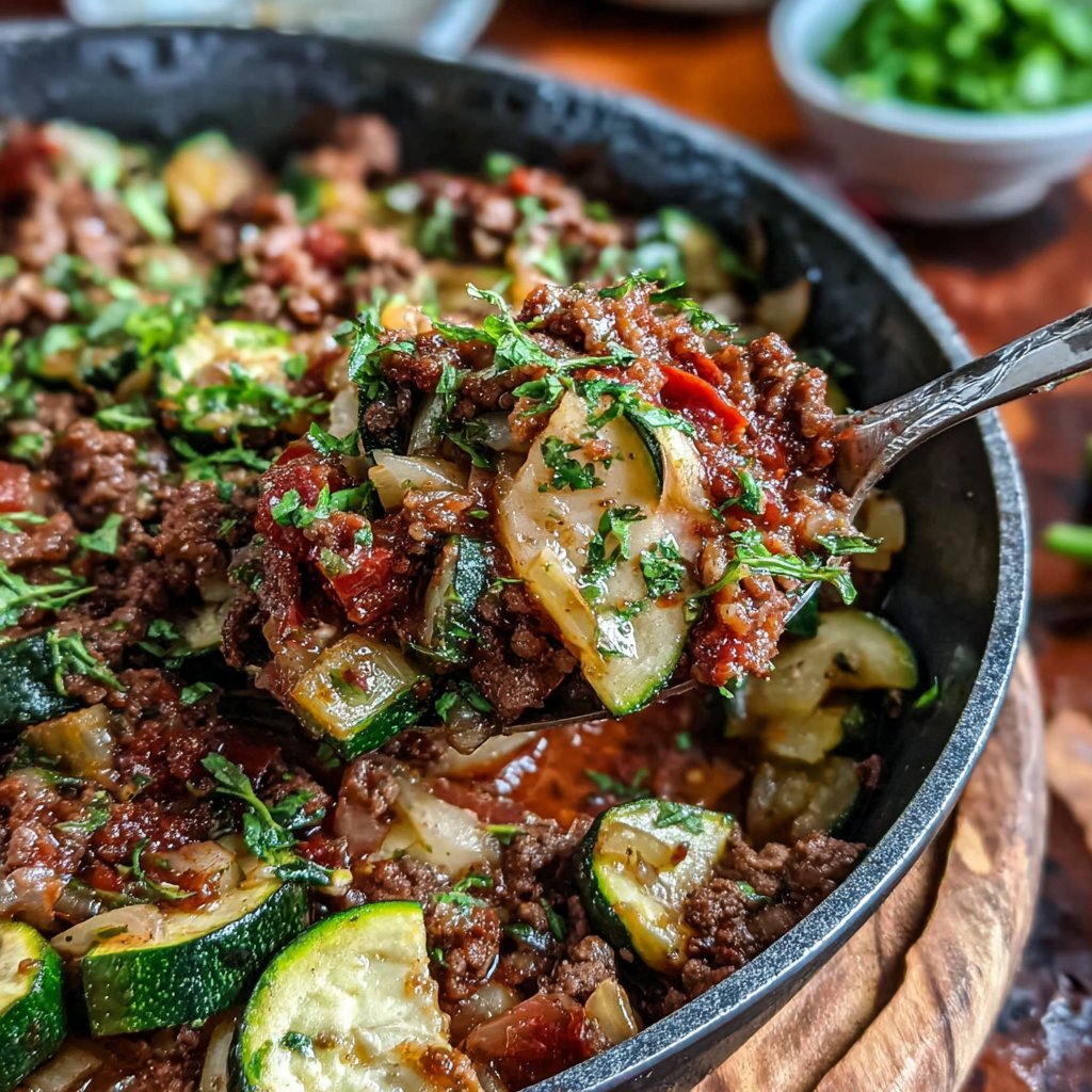 Ground Beef And Zucchini Dinner Skillet