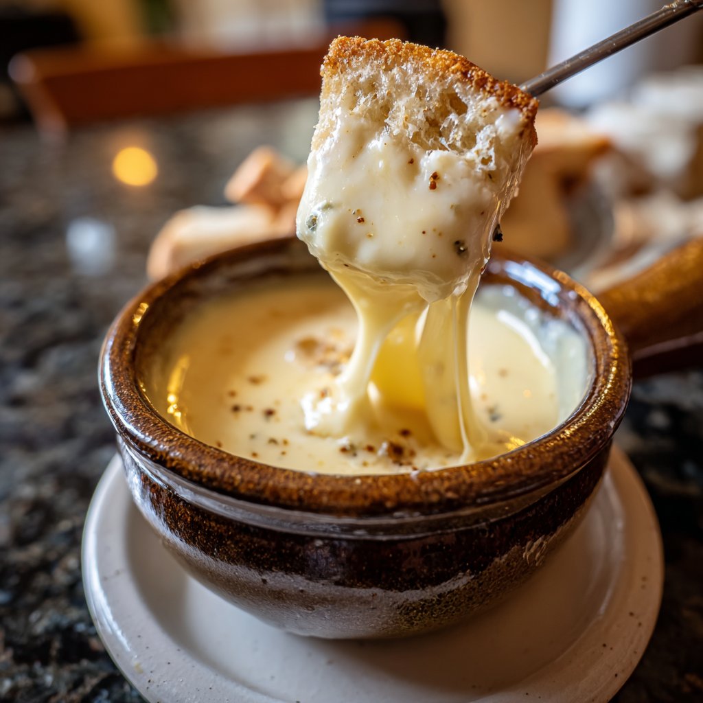 Fondue with Mild Blue Cheese and Cream