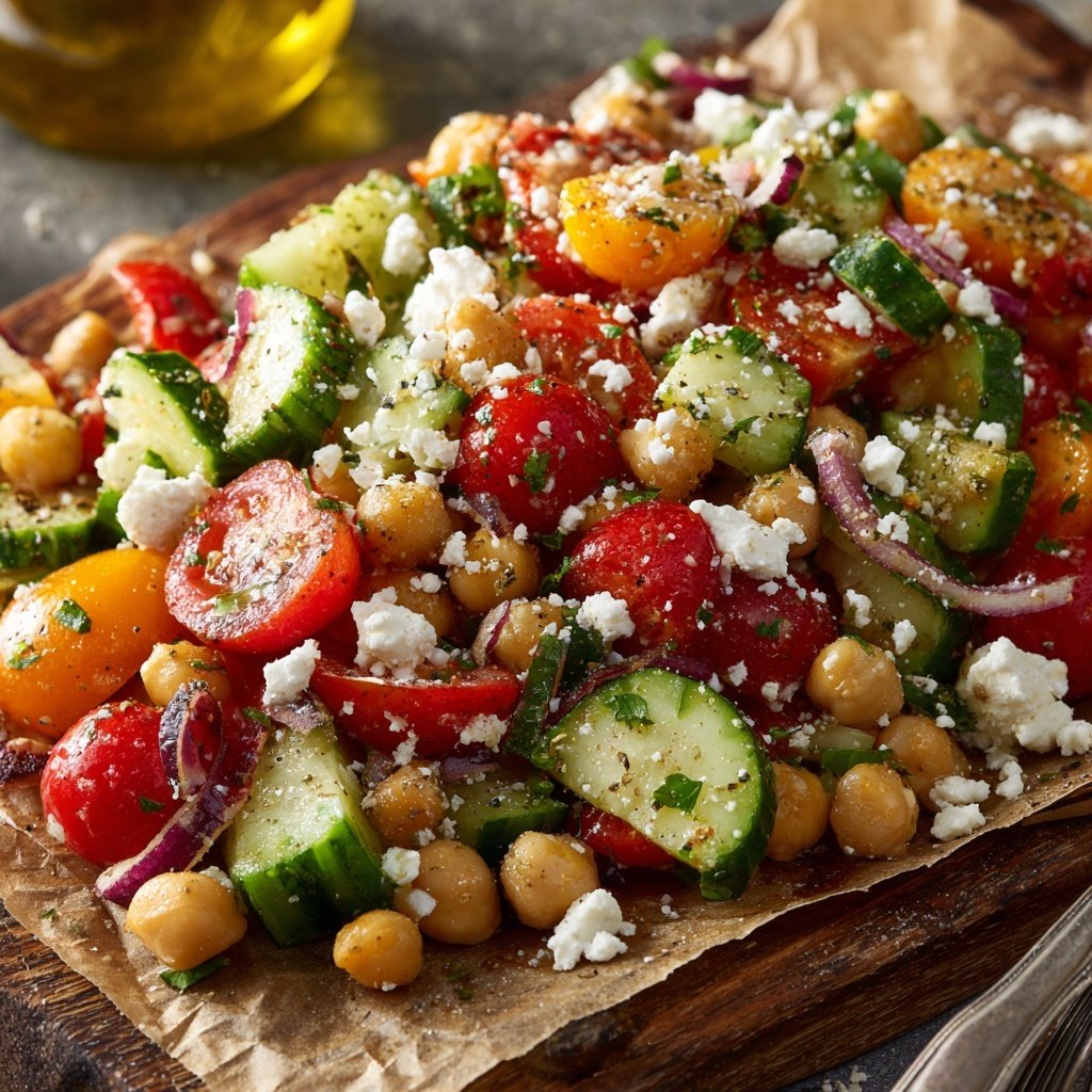 Greek Chickpea Salad With Lemon Dressing
