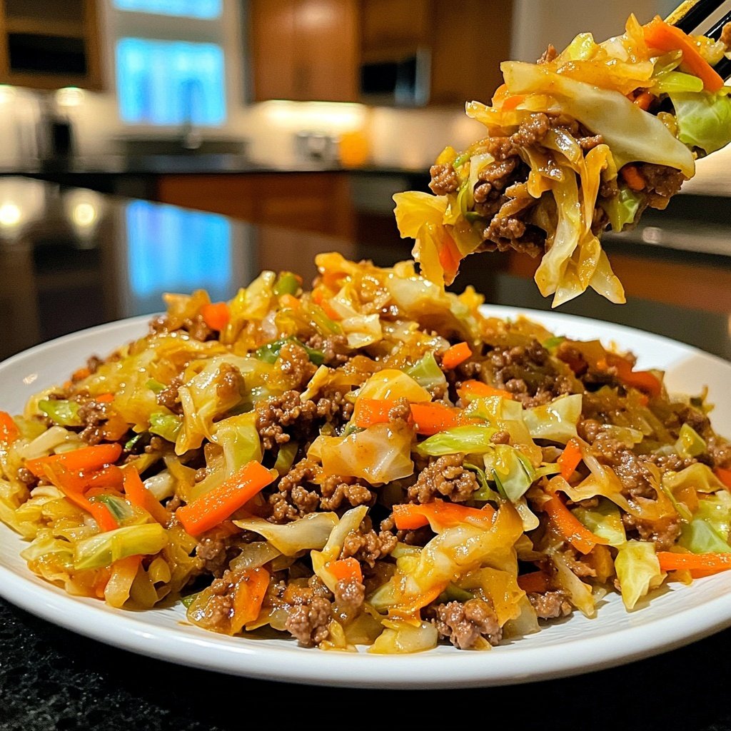 Ground Beef Cabbage Stir Fry
