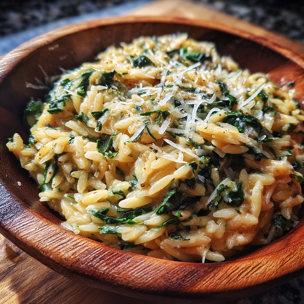 Creamy Spinach Parmesan Orzo