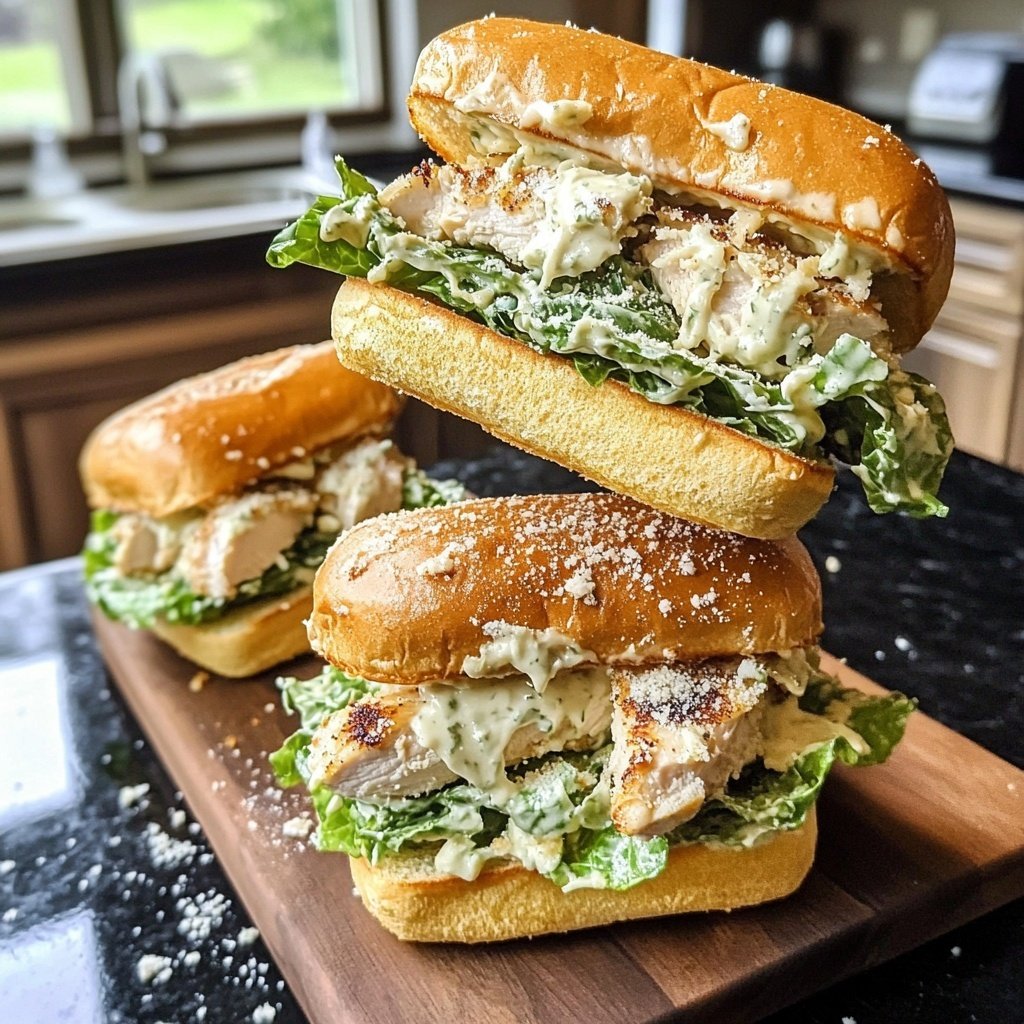 Easy Slow Cooker Chicken Caesar Sandwiches