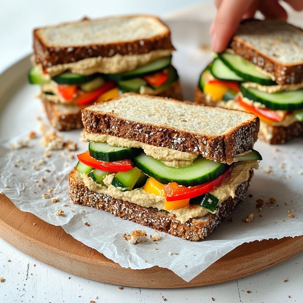 Healthy Lunch Hummus Veggie Sandwiches
